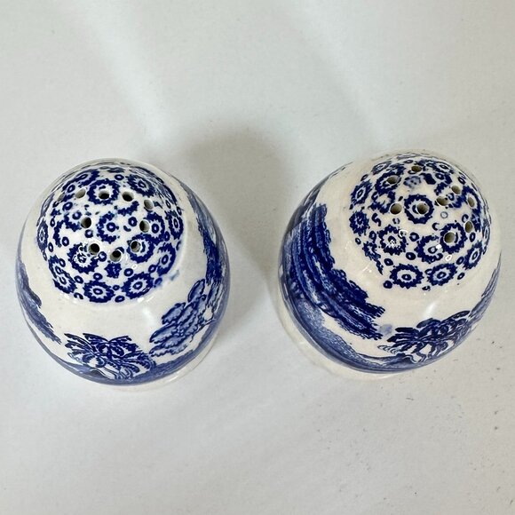 VTG Copeland Spode's Tower Blue/White Salt & Pepper Shakers Set 2.75" x 1.75" ea - Picture 4 of 12